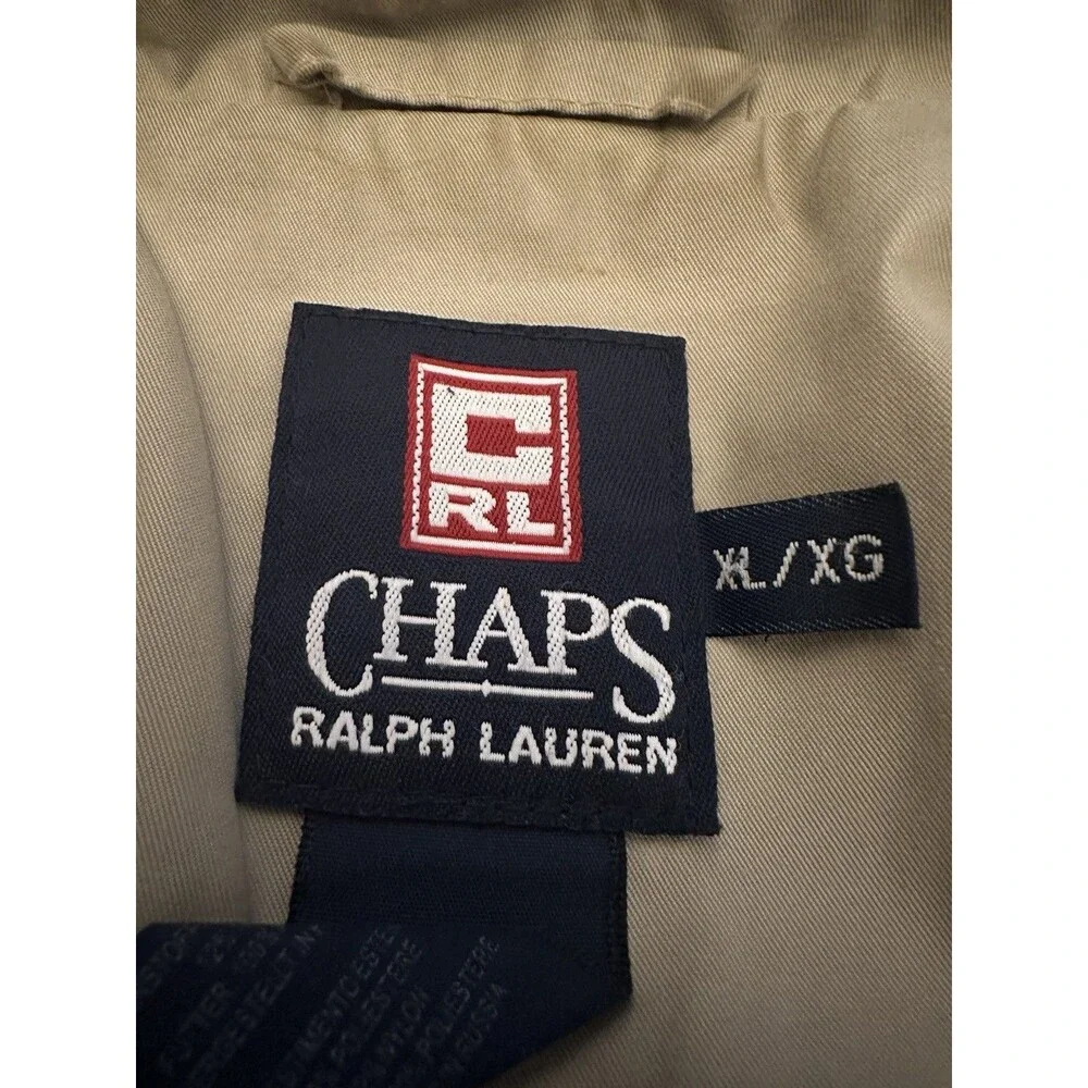 Chaps Ralph Lauren Grandpa Bomber Jacket Men XL Tan Lightweight Polyester‎